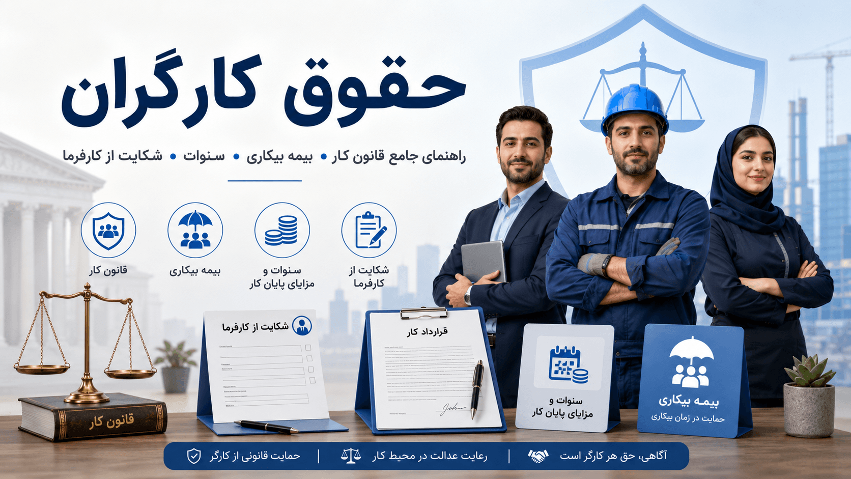 حقوق کارگران . راهنمای جامع قانون کار. بیمه بیکاری. سنوات و شکایت از کارفرما